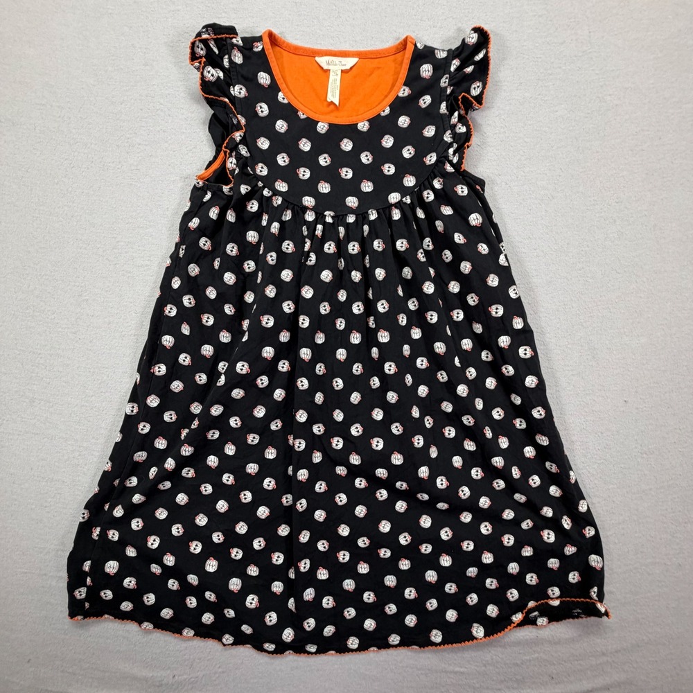 Matilda Jane Dress Girls Size 14 Good Black Orange Halloween Pumpkin Ruffle Knit